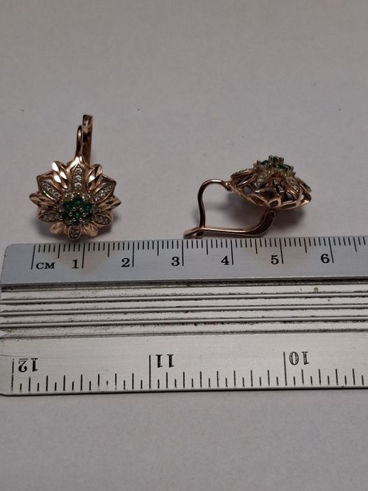 Золотые сережки малинки с фианитами