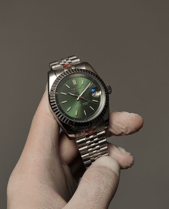 Seiko MOD Datejust Zielony Green Srebrny Jubilee Custom Nowy