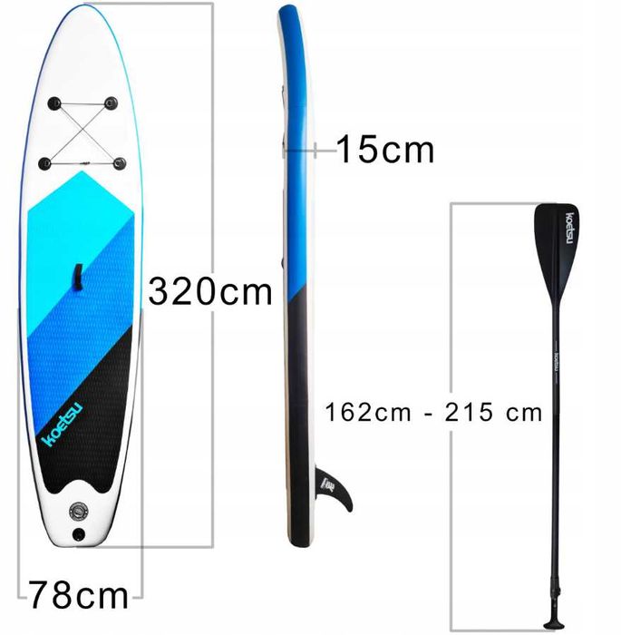 Nowa Deska Sup do Pływania Zestaw 320cm do 180kg Całe Wyposażenie