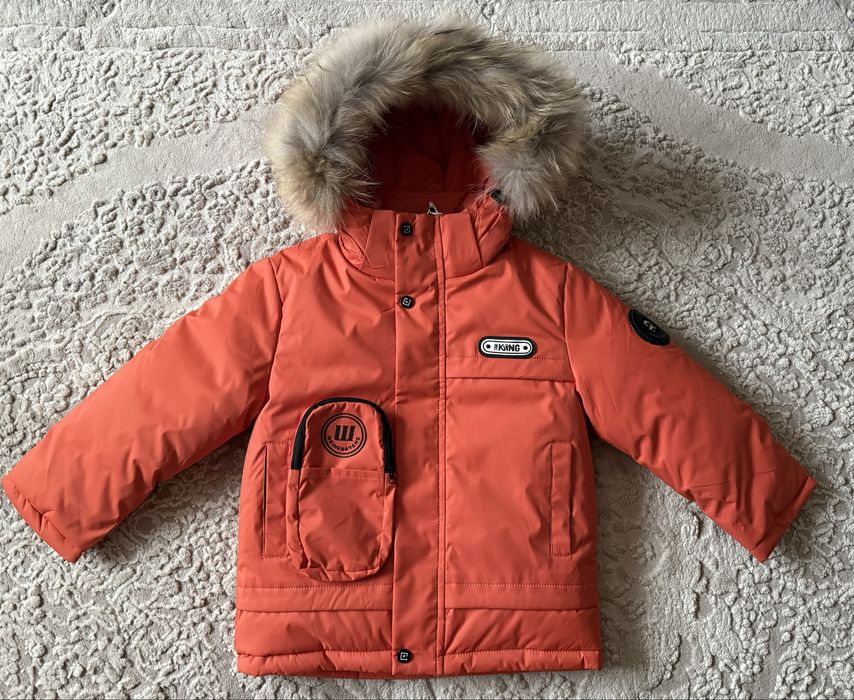 Зимова дитяча подовжена куртка на/для хлопчика 104-128 холлофайбер
