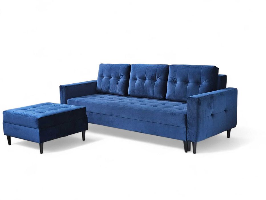 Porto. Narożnik modułowy. Kanapa z pufą. Funkcja spania. Sprężyny