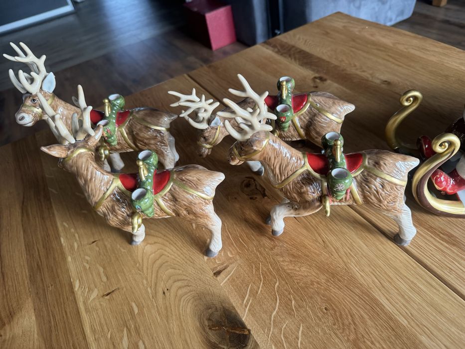 Villeroy & Boch christmas toys, zaprzęg świętego Mikołaja, renifer