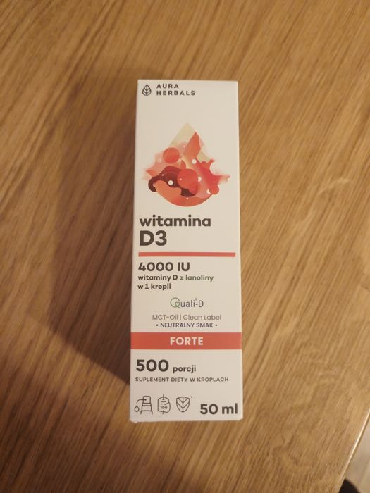 Witamina D3 4000 iu 50 ml forte aura herbals odporność nowy
