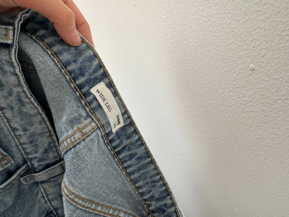 Sinsay spodnie szerokie wysoki stan z szerokimi nogawkami denim grube 36 s