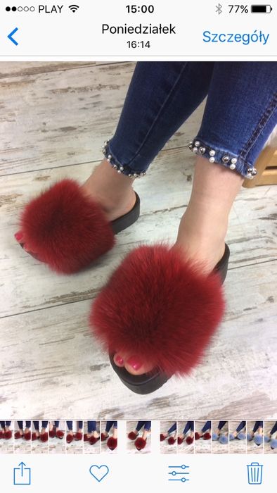 Klapki z futrem ,futrzaki,koturny