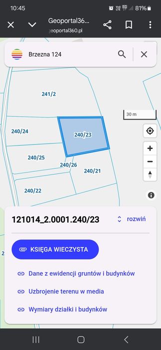 Sprzedam działkę budowlaną 12,5 ara .