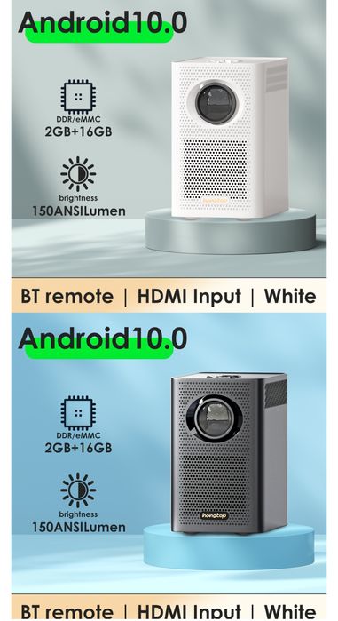 Projector portátil Android 10 2/16gb Wi-Fi e Bluetooth Branco SELADO64550224141443123