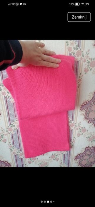 Szalik zimowy wełniany malinowy 60% angora