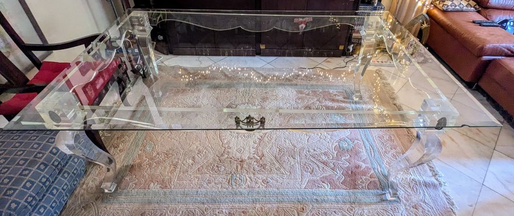 Mesa de jantar vintage em vidro - 2 metros, elegante e robusta