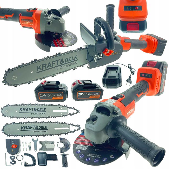 Szlifierka Kątowa Akumulatorowa + Pilarka Łańcuchowa Zestaw Sklep