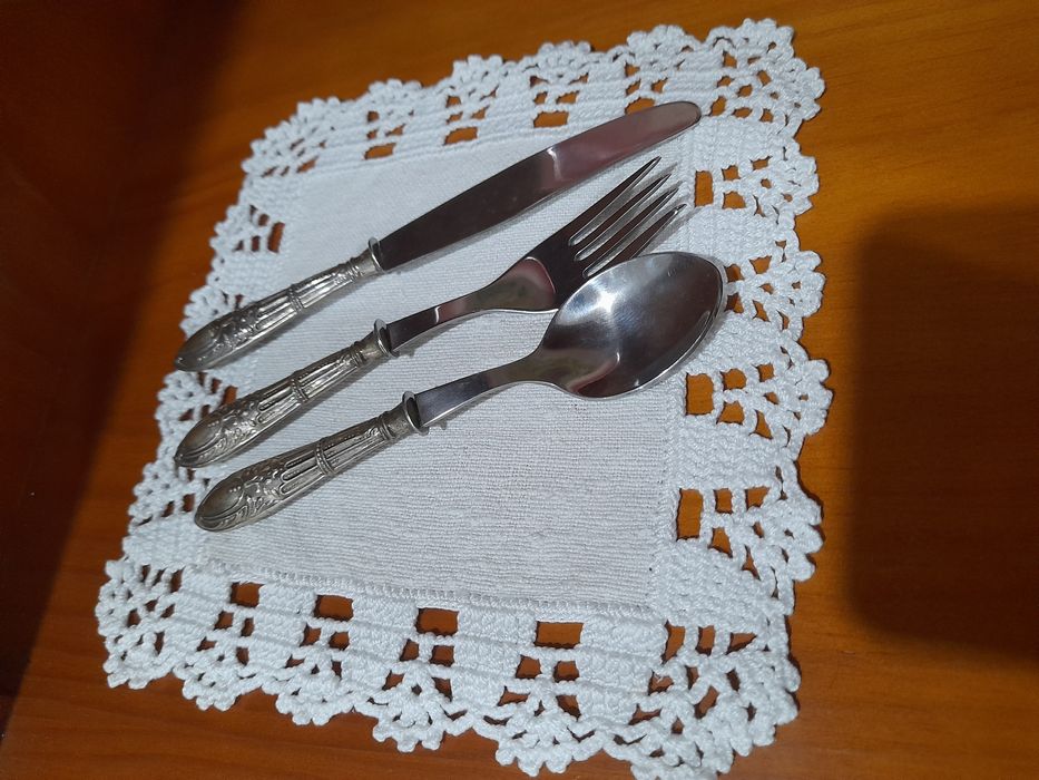 Talheres para criança, revestidos a prata NOVO