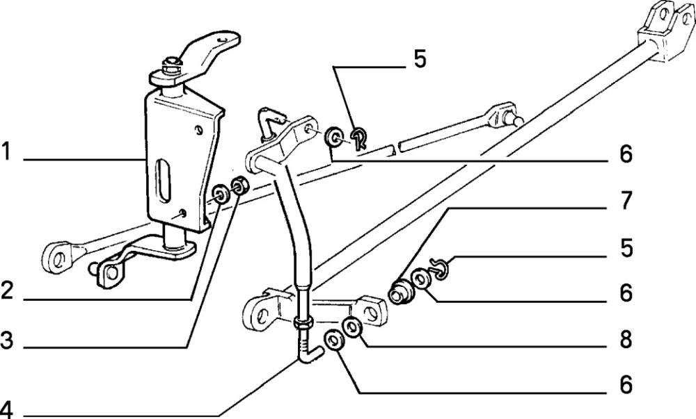 Ремкомплект, рычаг переключения кулиса Fiat Uno, Panda, 127 83-95 Уно