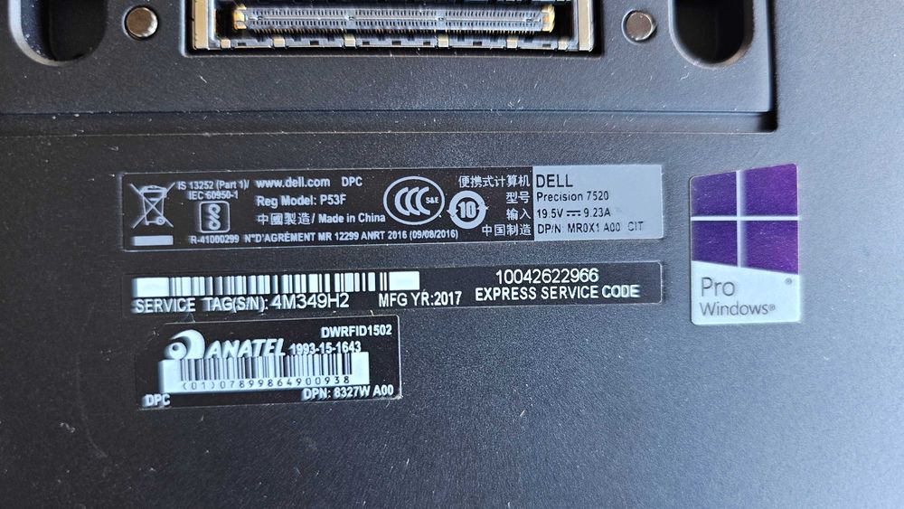 Dell Precision 7520 Workstation 64GB,Intel I-7, Nvidia, 1 T SSD/1T HDD