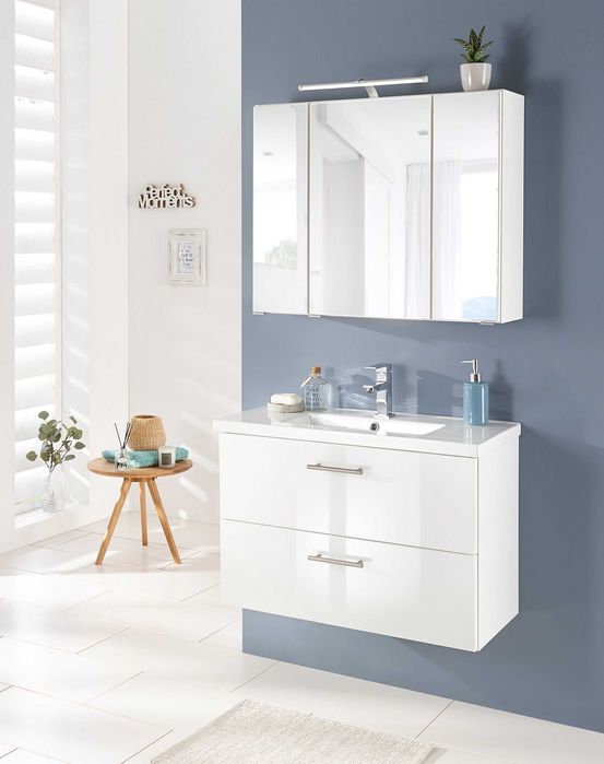 Szafka pod umywalkę 80x36 wysoka jakość cichy domyk BIAŁY POŁYSK NOWA