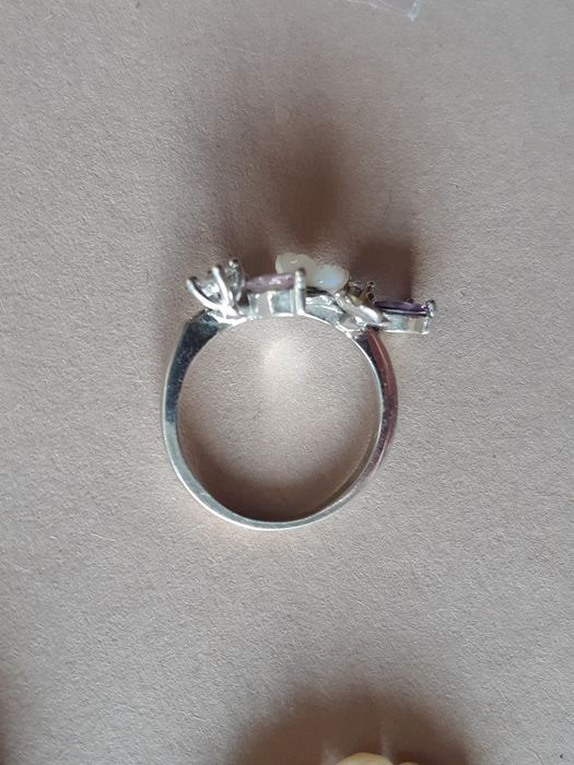 Срібна Каблучка 925 проба. Букет. Весняні квіти. Кольцо с цветами.