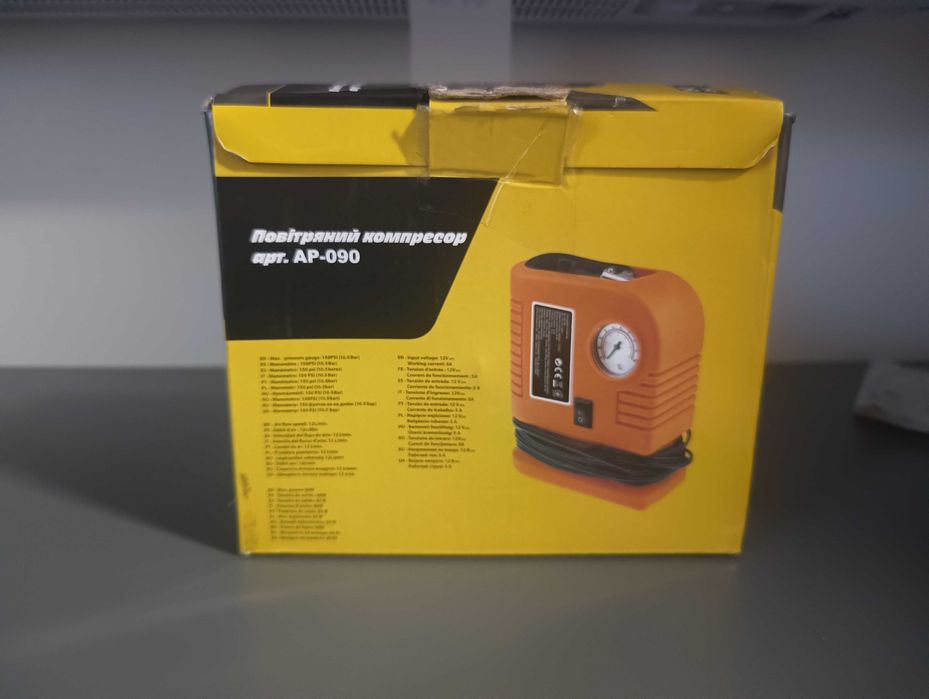 Компрессор воздушный AP-090 150PSI 12l/m 60W Новый! Мощный