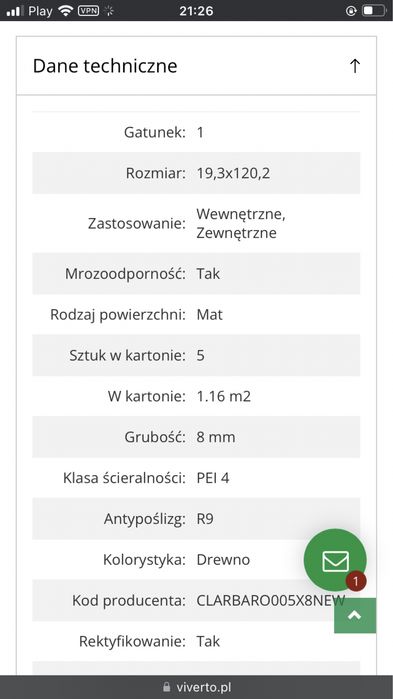 Płytka gresowa 3,3 m kw