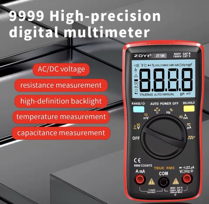 ZOTEK ZT109 Цифровой мультиметр 9999 ОТСЧЕТОВ батарейки