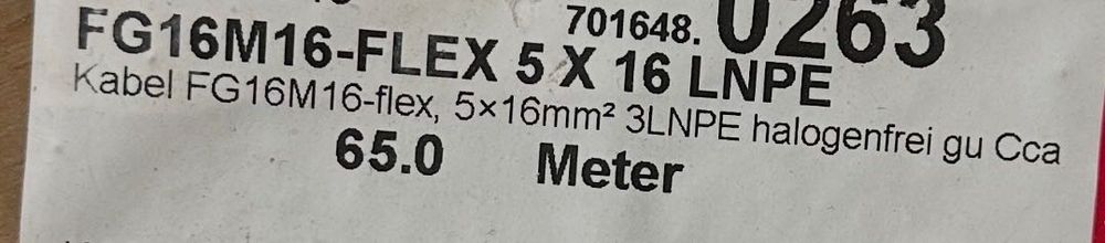 Nowy kabel elektryczny 5x16 mm