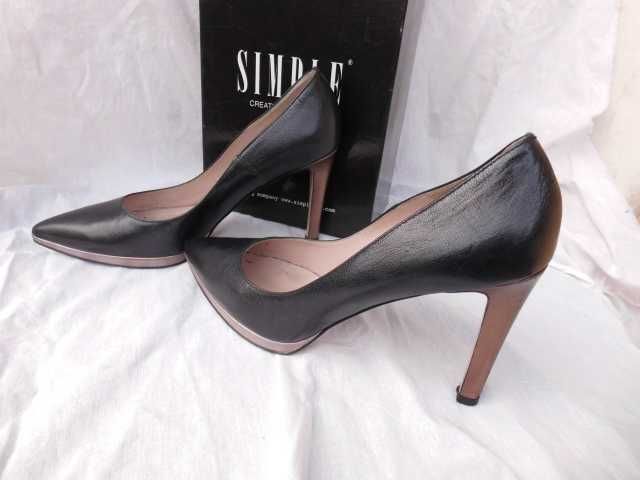 Simple skórzane szpilki platforma złote obcasy 39