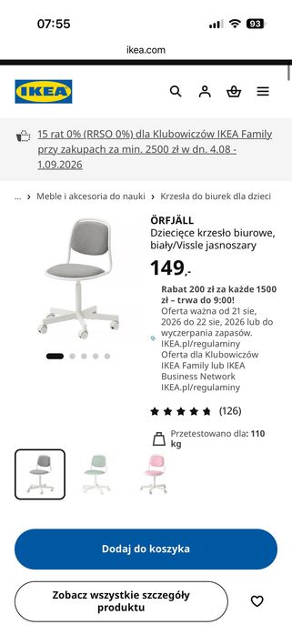Krzesło biurowe dla dzieci