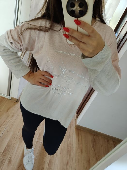 Sweter ombre uniwersalny L XL pudrowy