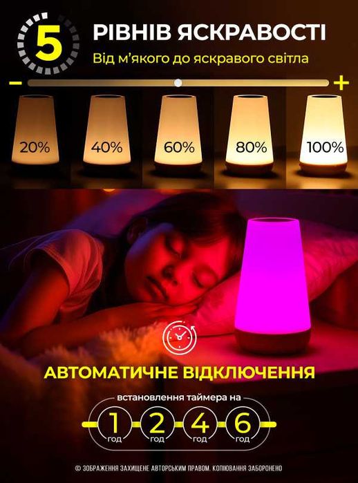 СУПЕРЦІНА Нічник дитячий акумуляторний настільна лампа нічна на пульті