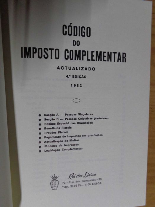 Livro – Código de Imposto Complementar