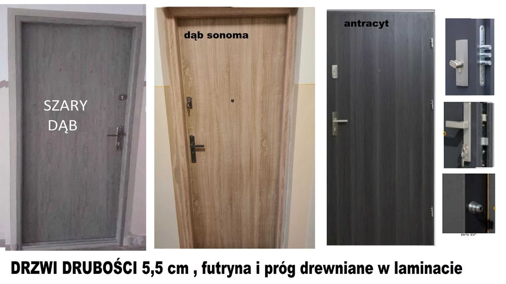Drzwi z montażem od ręki ZEWNĘTRZNE- wejściowe akustyczne