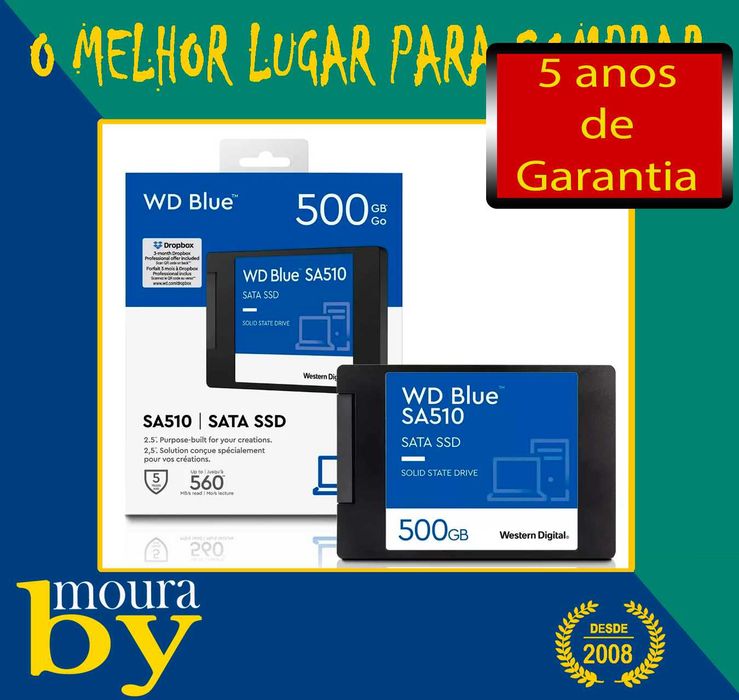 Disco Rígido WD Blue SA510 500GB SSD SATA 3 novos selados