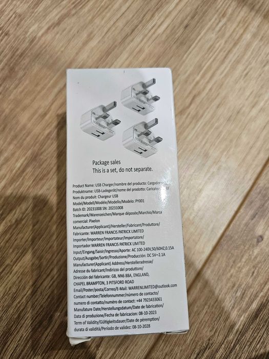 Ładowarka USB zasilacz wtyczka, 3 sztuki 2 porty 5 V/2,1 A USB