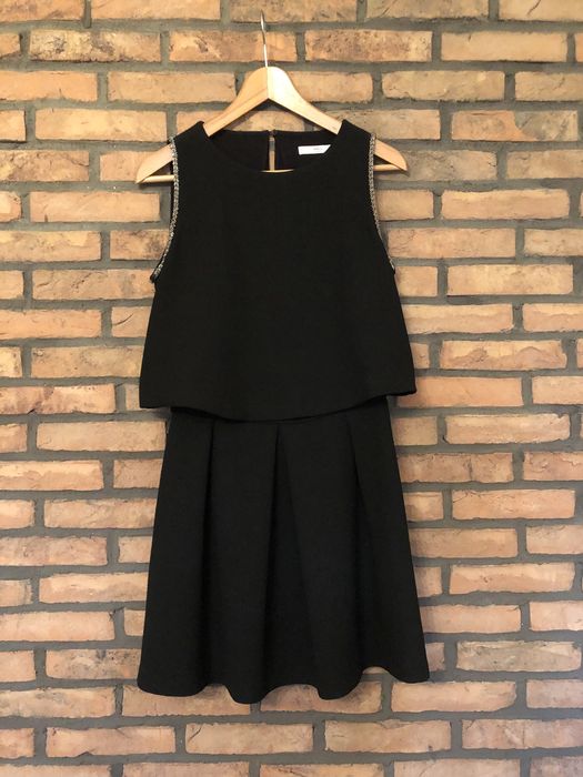 Sukienka czarna odkryte plecy Mango M 38 cekiny mała czarna