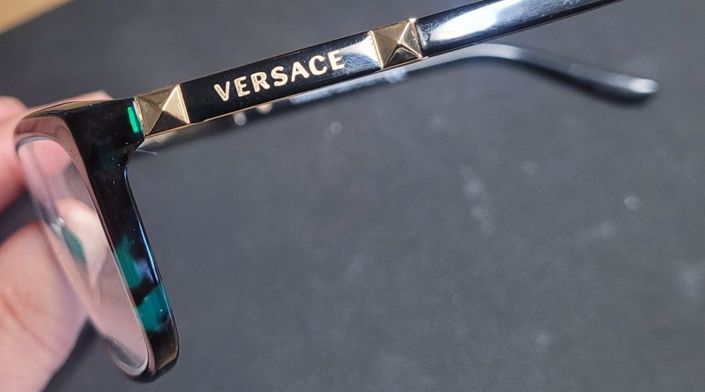 Oprawki Versace czarne złamane zielenią