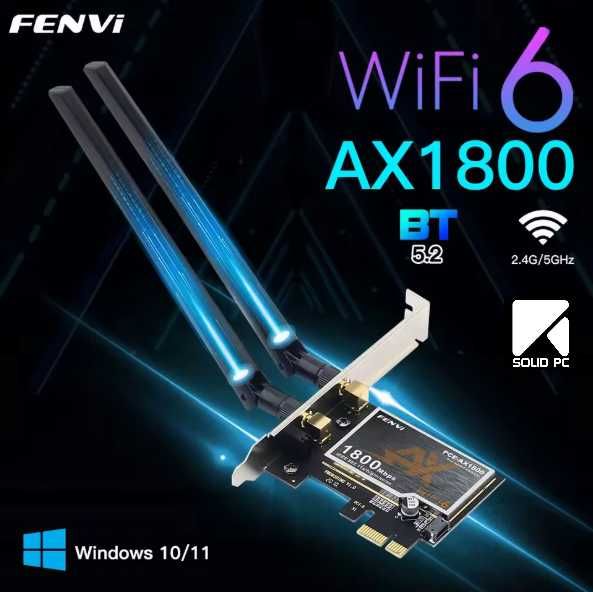 Karta sieciowa WiFi 6 + Bluetooth 5.2 | PCI‑E | Fenvi AX1800