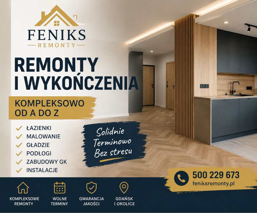 Wolne terminy !  Remonty i kompleksowe wykończenia.