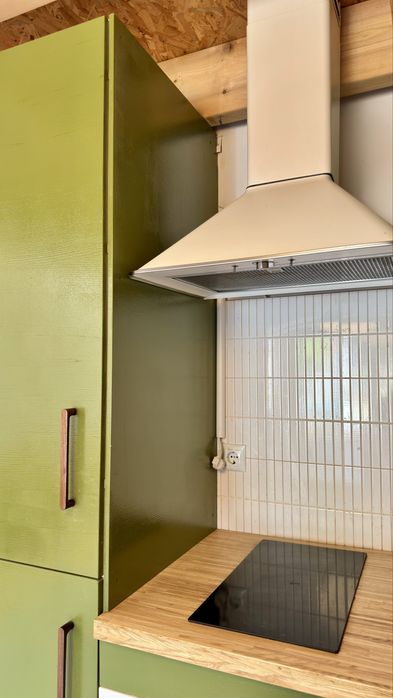 Cozinha completa verde musgo + placa de indução + exaustor
