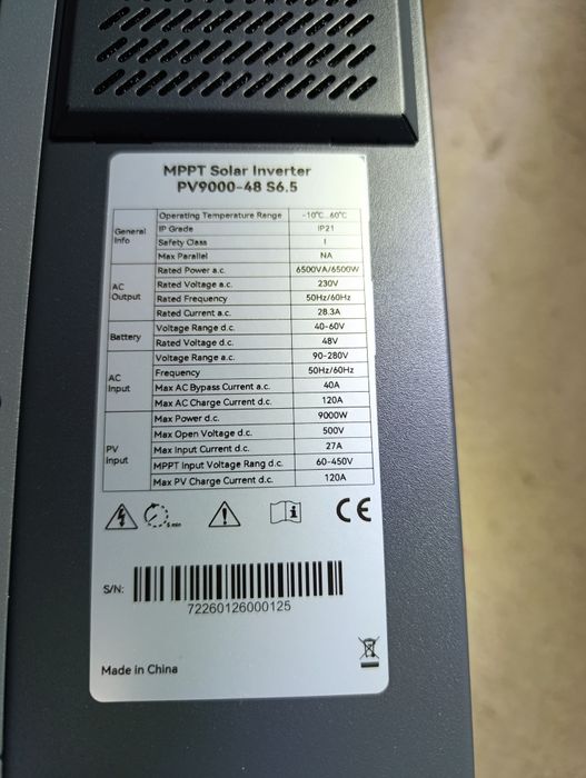 EASUN POWGROW Isolar SMS 6.5KW(9KW  байпас) 48V WiFi, MPPT 120A