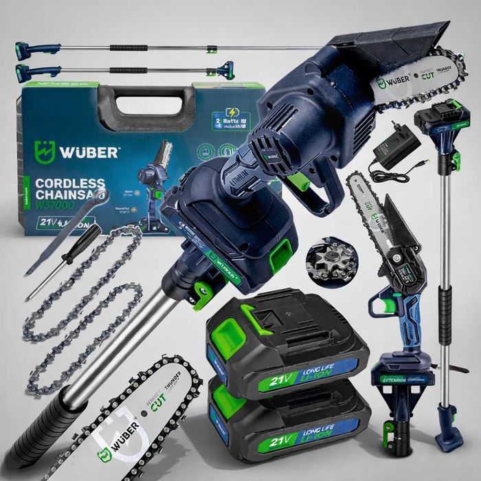 Mini Piła ЗŁańcuchowa 2x Aku + Wysięgnik 2,5m Do Gałęzi Pilarka