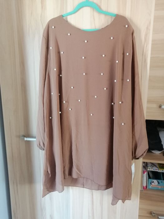 Nowa tunika cappuccino camel perełki uni