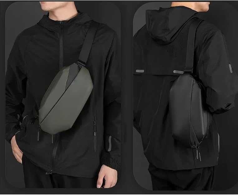 Torba męska sling bag na ramię nylon wodoodporna saszetka niebieska 3l