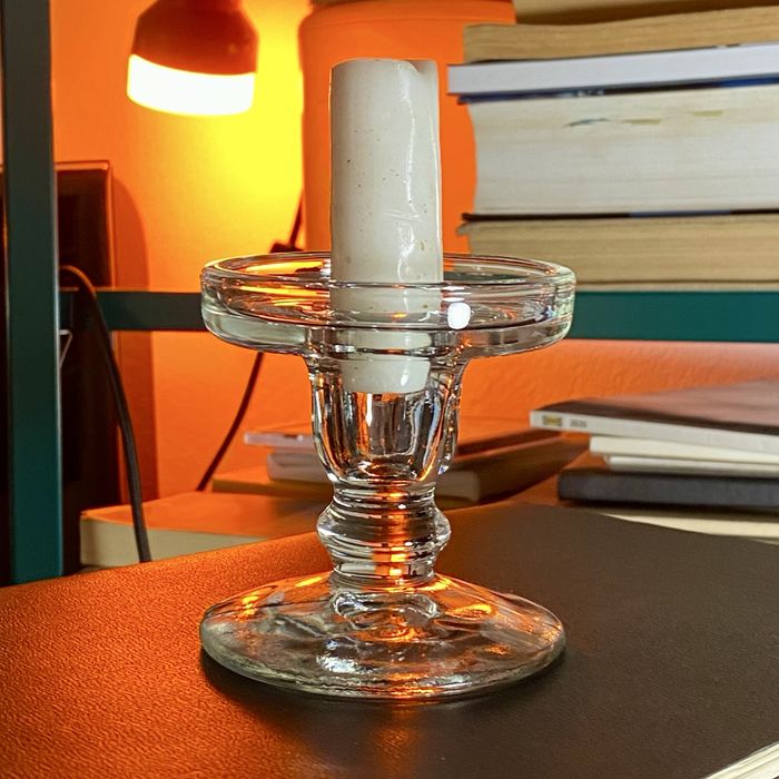 Szklany świecznik na świeczkę lub podgrzewacz