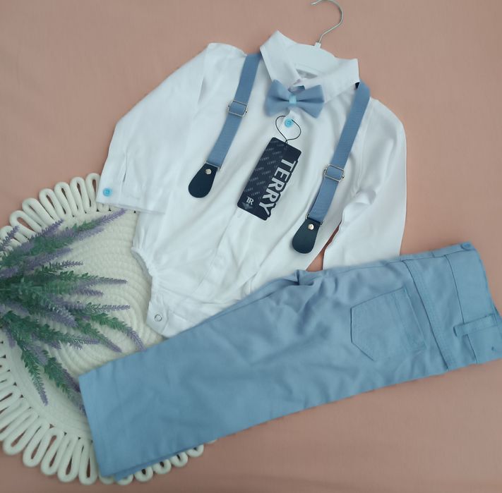 nowy elegancki komplet zestaw chłopięcy 24 miesiące do chrztu