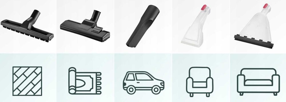 Mocny odkurzacz piorący 4w1 wąska ssawka do prania tapicerki 2200