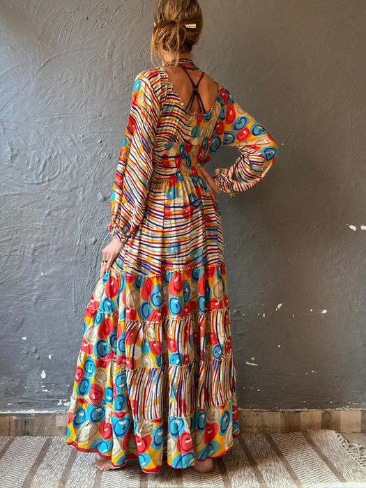 Sukienka długa boho hippie Indie upcykling