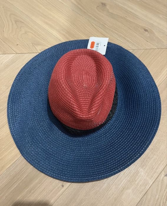 Kapelusz z rondem granatowy bordowy