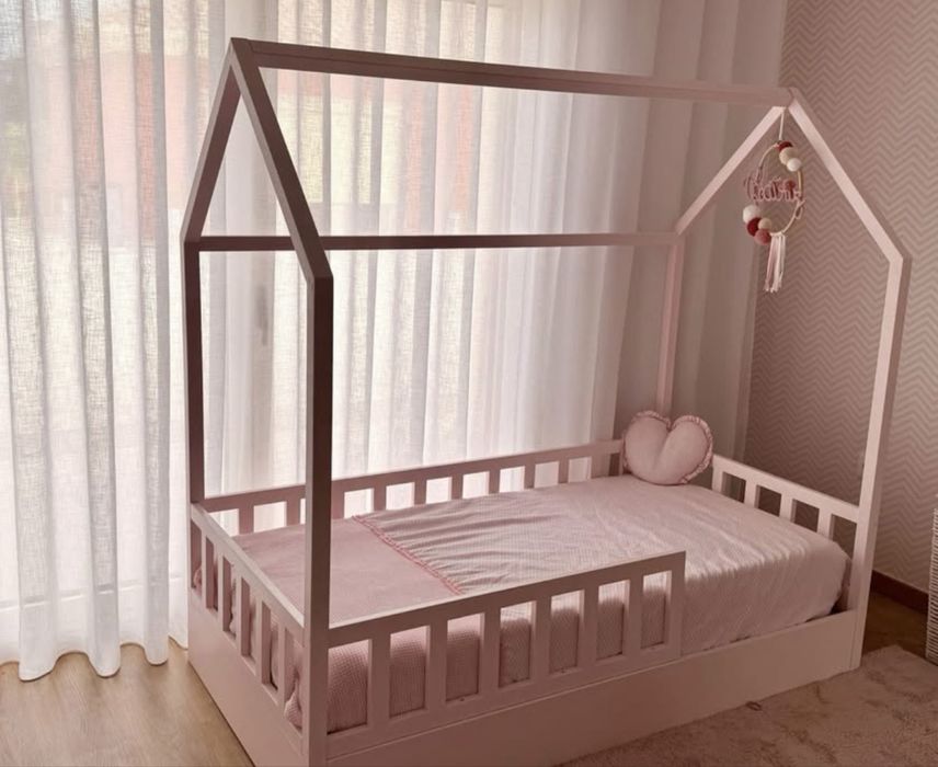 CAMA MONTESSORI Casinha rosa, feita à medida 170x90
