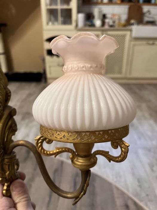 Para Vintage Kinkietów Mosiężnych w Stylu Rococo Revival – Elegancj