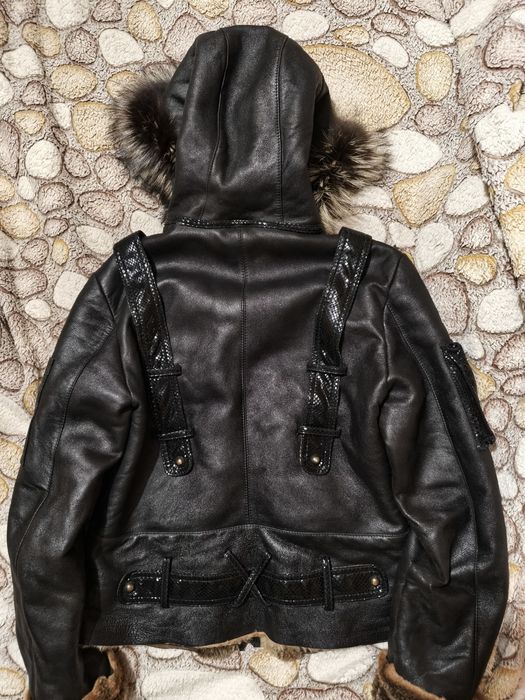 Куртка-дубленка женская из натуральной кожи и цигейки