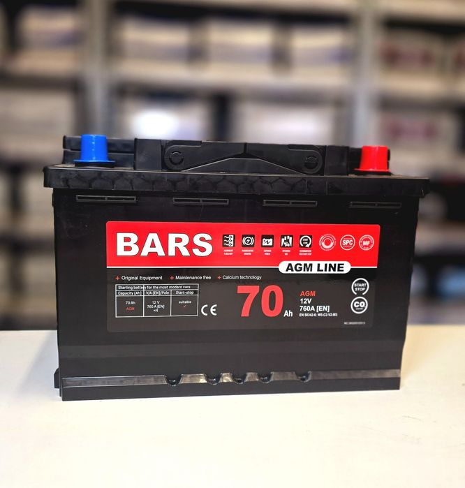 Wysyłka Gratis Akumulator AGM BARS 12V 70AH 760A Nowy Start/stop