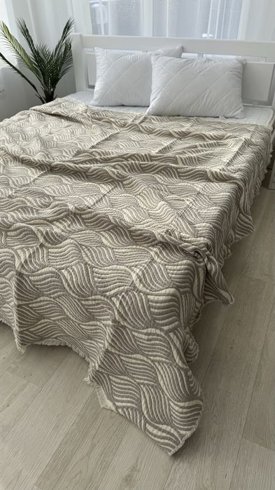 Муслінове органічне покривало на ліжко євро муслиновое покрывало